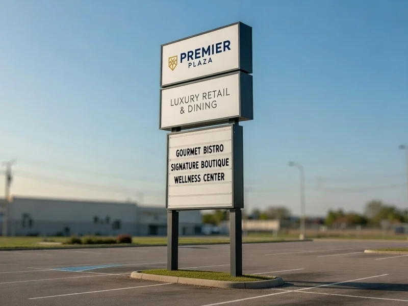 After: Clean illuminated pylon sign with bright white faces and clear text